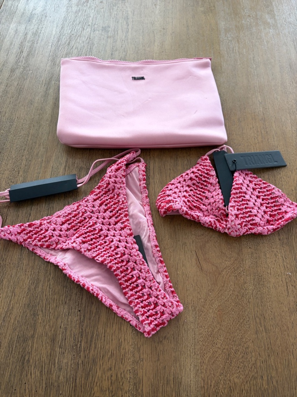 New VINCA - ALINA PINK CROCHET TRIANGLE BIKINI SET - Picture 4 of 11